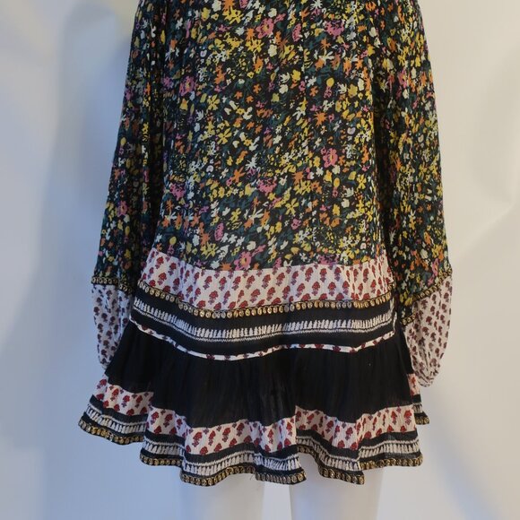 Womens Free People Gardenia Multicolor Floral Embroidered V-Neck Tunic Top XS - Picture 10 of 11